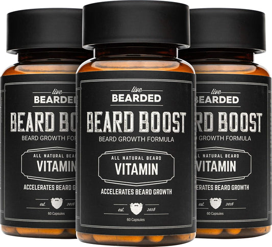 Beard Boost Hair Growth Multivitamins with Biotin 10,000mcg, Vitamins C, E, and Zinc | USA Made - 90-Day Supply for Thick, Strong Beards