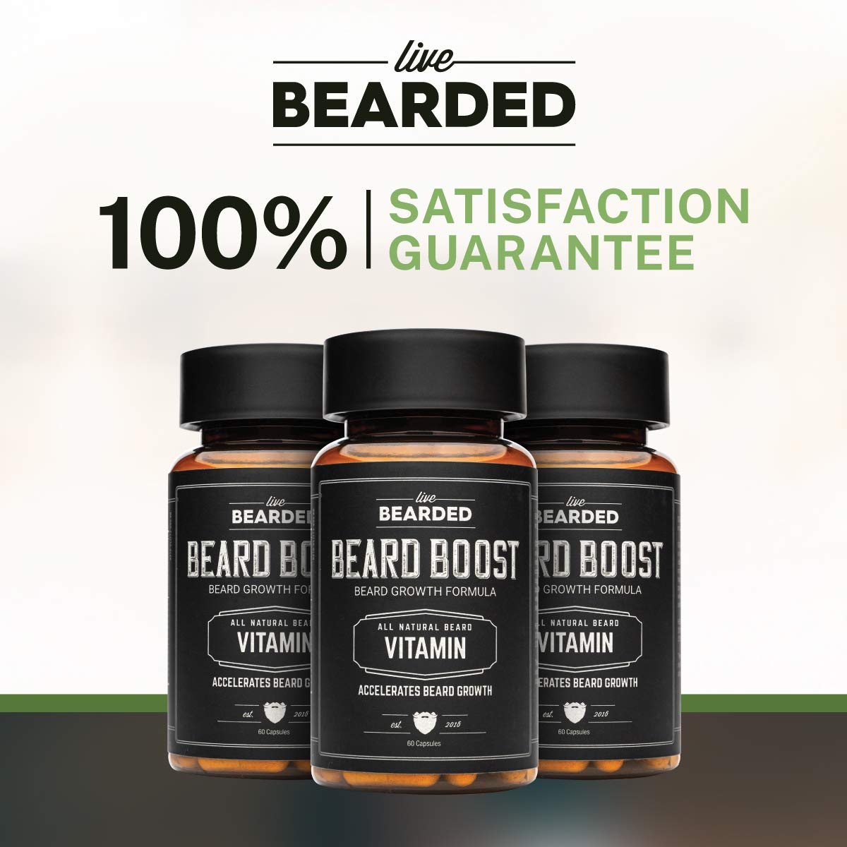 Beard Boost Hair Growth Multivitamins with Biotin, Vitamins C, E, and Zinc - USA Made - 60-Day Supply for Thick, Strong Beards