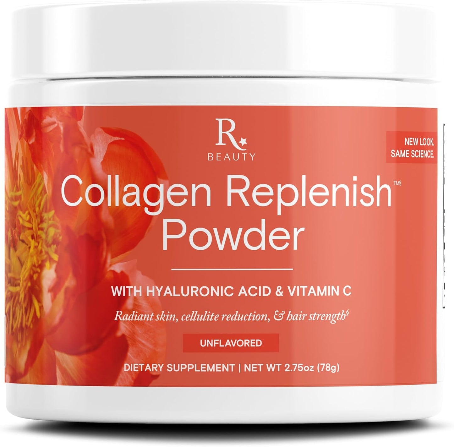 Beauty Collagen Replenish Powder with Hyaluronic Acid & Vitamin C - No-Taste Formula for Skin, Hair, & Cellulite - Easy Mix in Liquid or Smoothie - 2.75 oz
