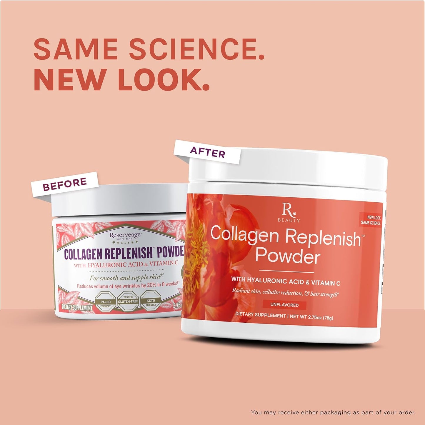 Beauty Collagen Replenish Powder with Hyaluronic Acid & Vitamin C - No-Taste Formula for Skin, Hair, & Cellulite - Easy Mix in Liquid or Smoothie - 2.75 oz