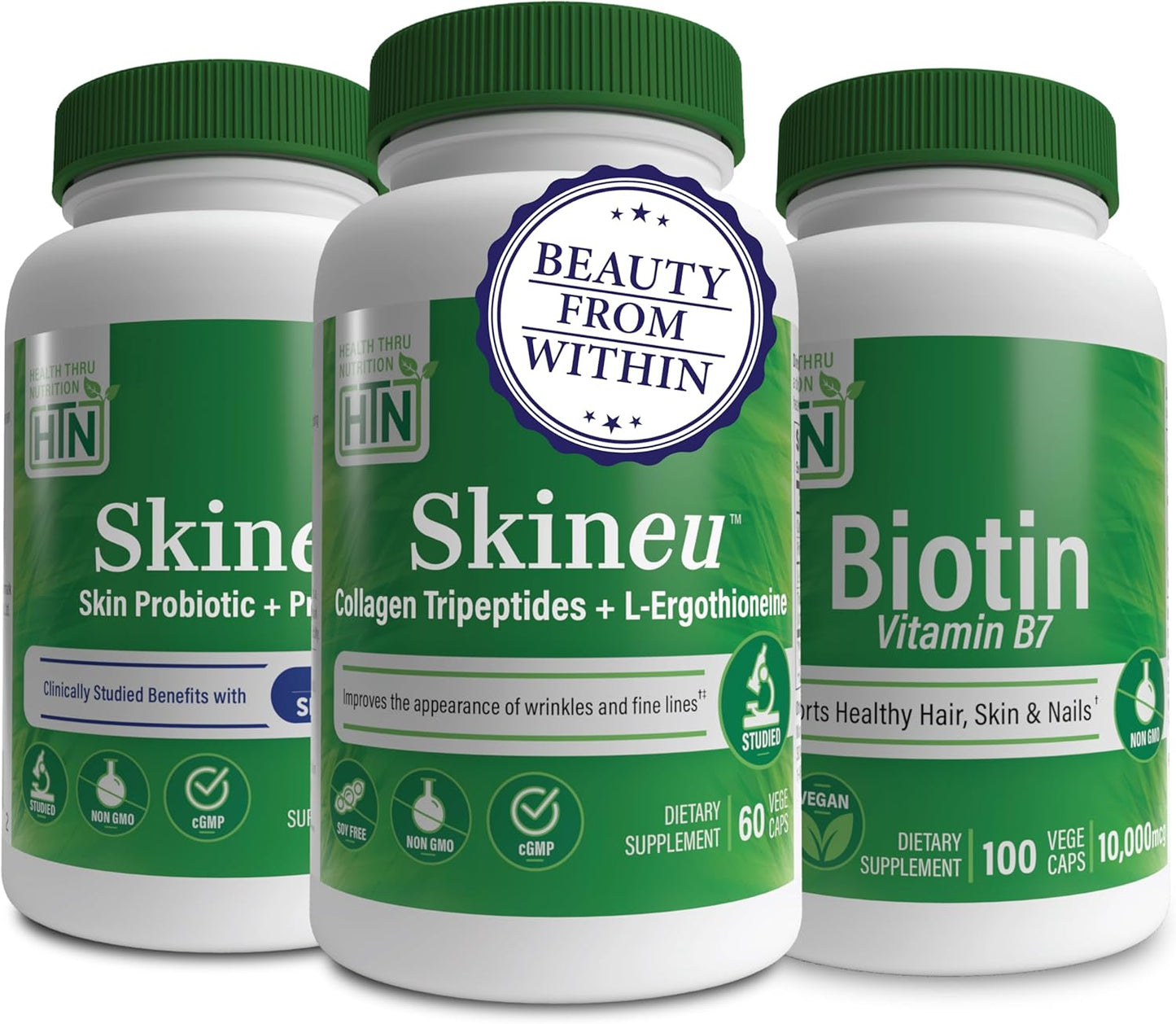Beauty from Within Booster Pack: Skineu Probiotics, Collagen, and Vegan Biotin for Healthier Skin