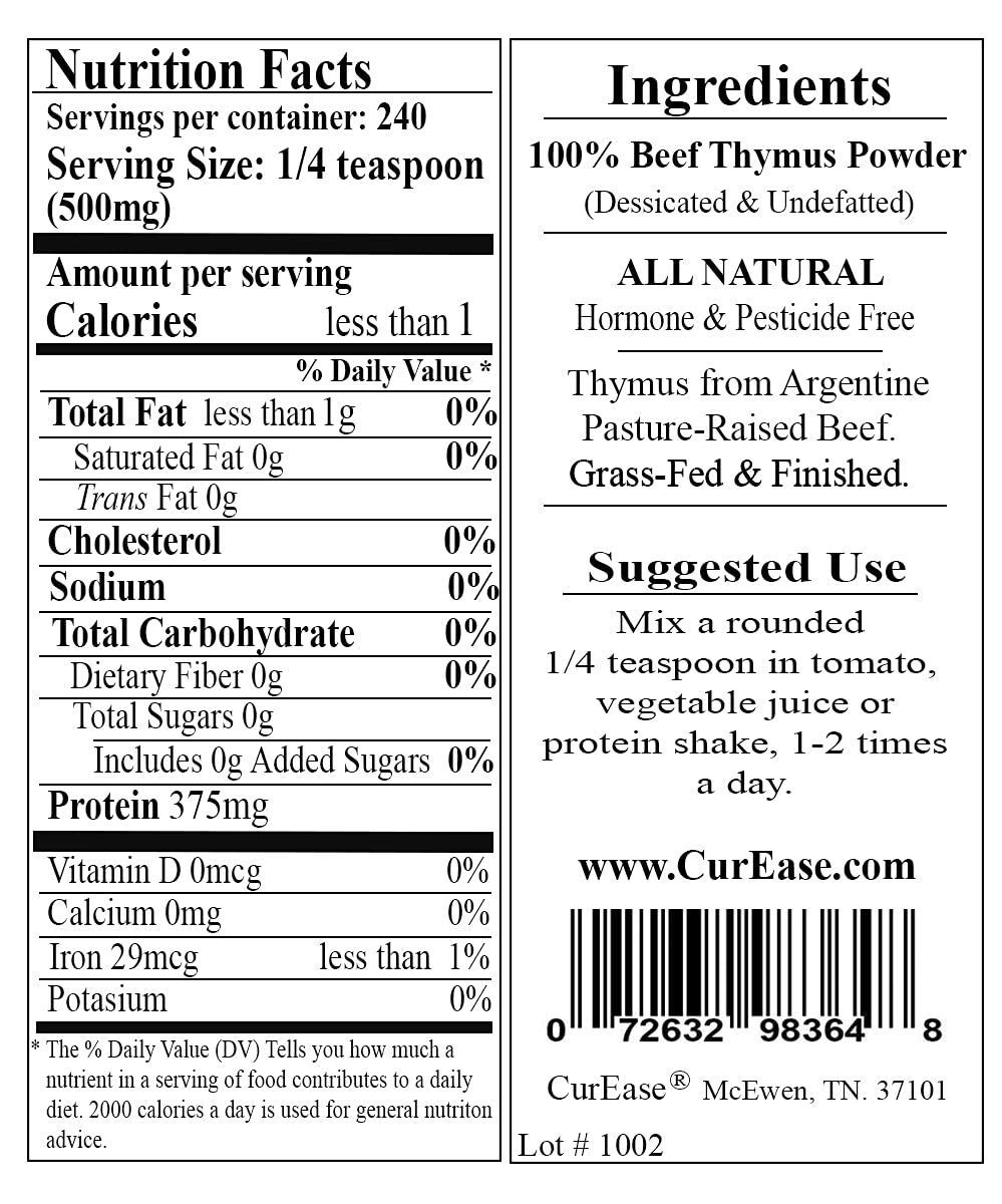 Beef Thymus Powder by CurEase - Natural Supplement for Immune Support