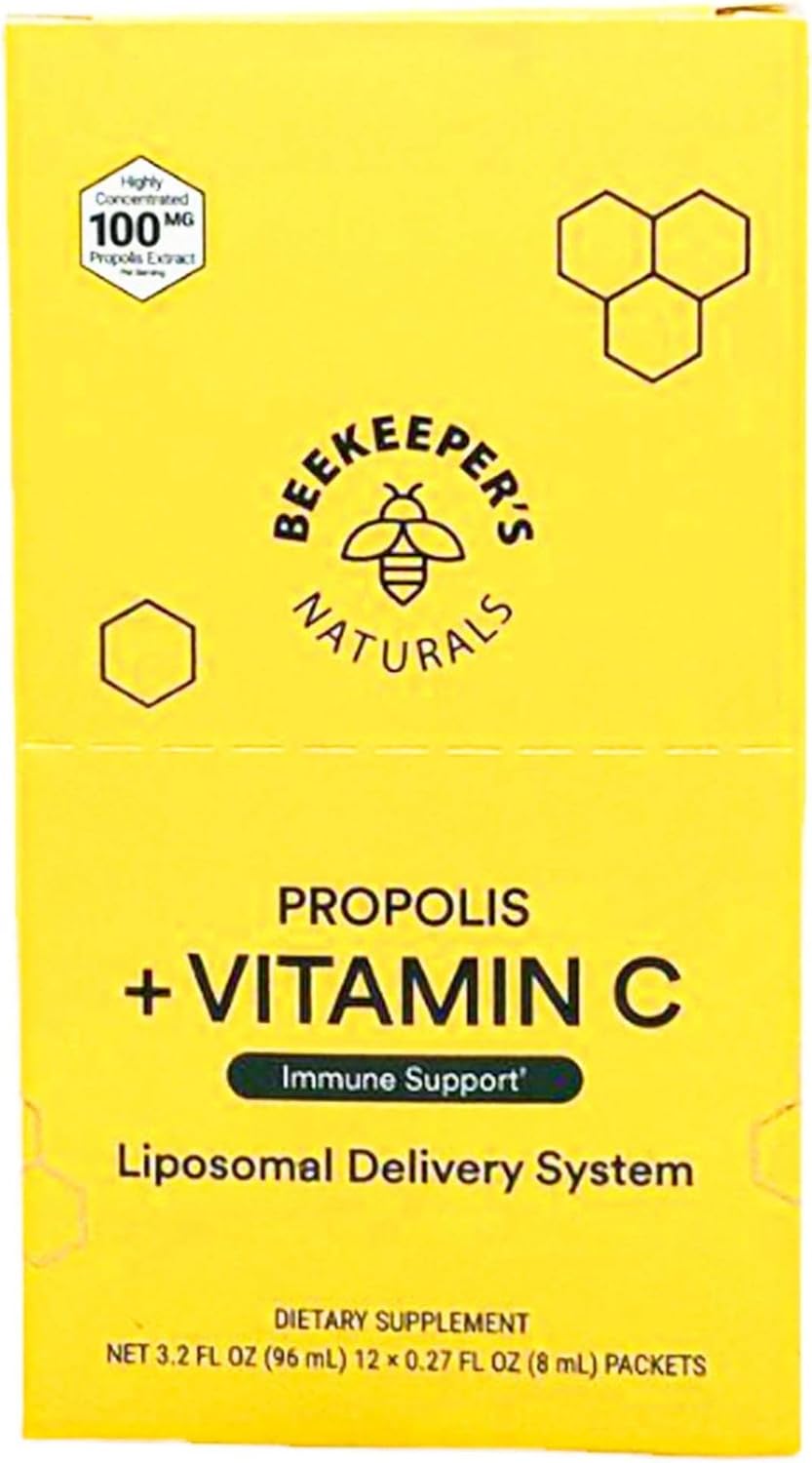 BEEKEEPERS NATURALS Liposomal Propolis with Vitamin C - 12 Count, 0.27 Fluid Ounces