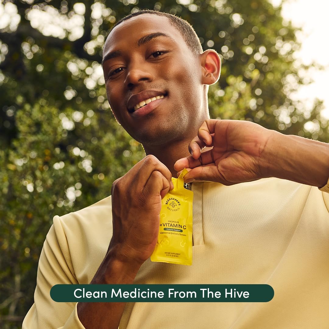 Beekeeper's Naturals Propolis Liposomal with Vitamin C for Enhanced Immune Support, 30 Ct