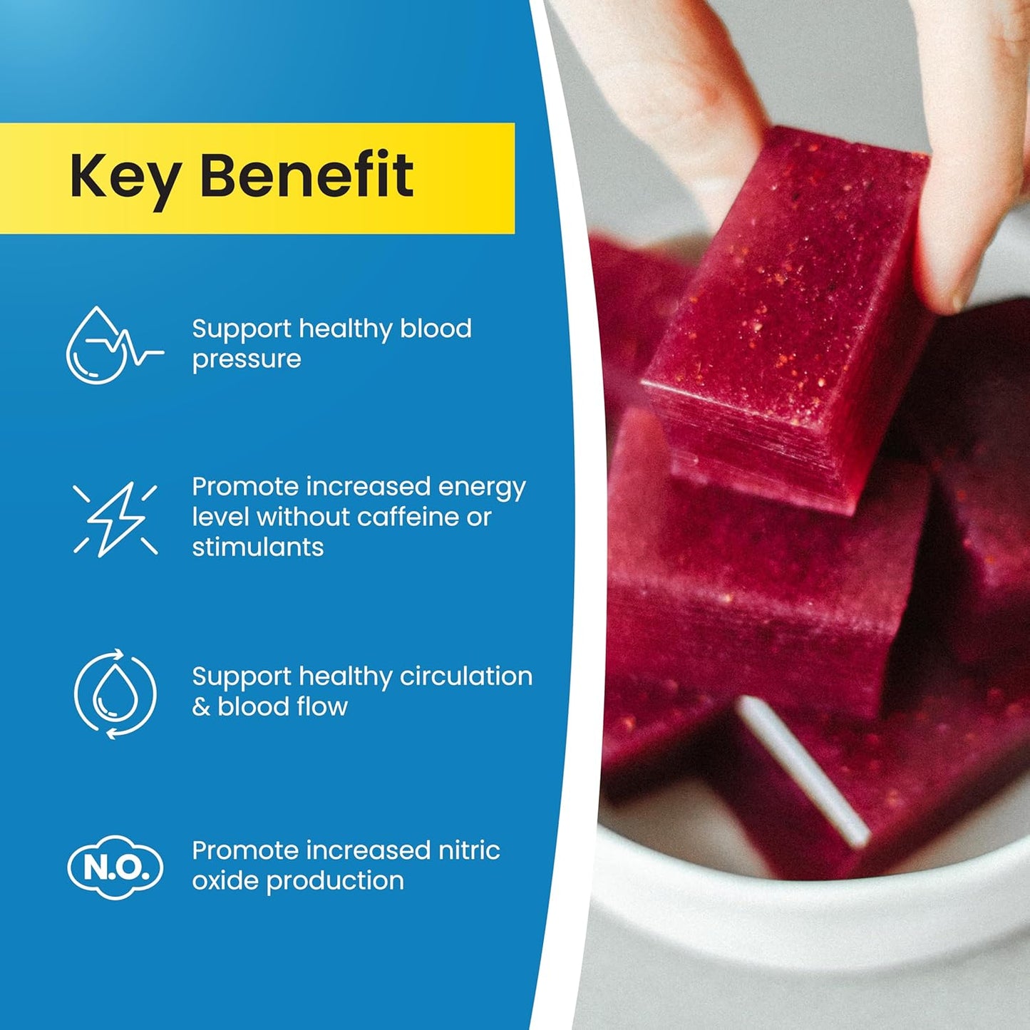 Beet Chews Supplement for Heart Health, Blood Pressure Support, and Energy - Sugar-Free Chews (60 Count)
