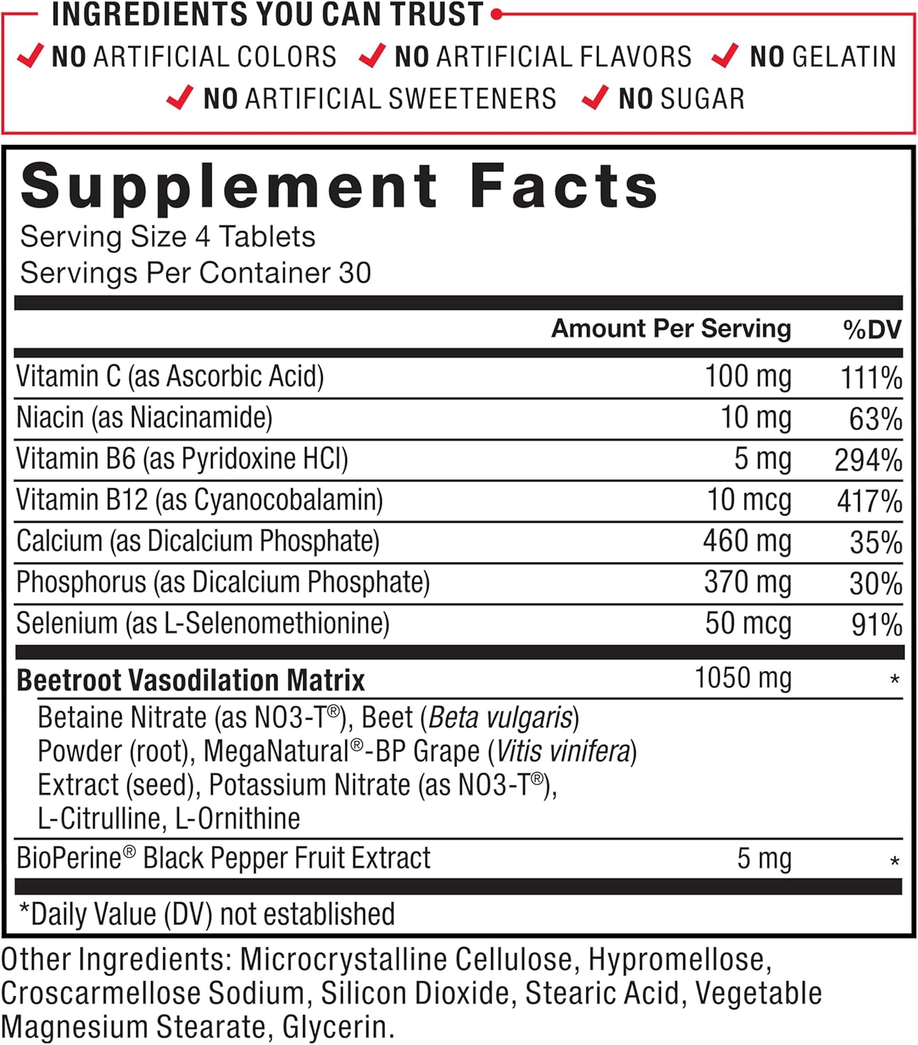 Beet Root Blood Pressure Supplement with Grapeseed Extract, Nitric Oxide Support for Heart Health, 360 Tablets, 3 Pack