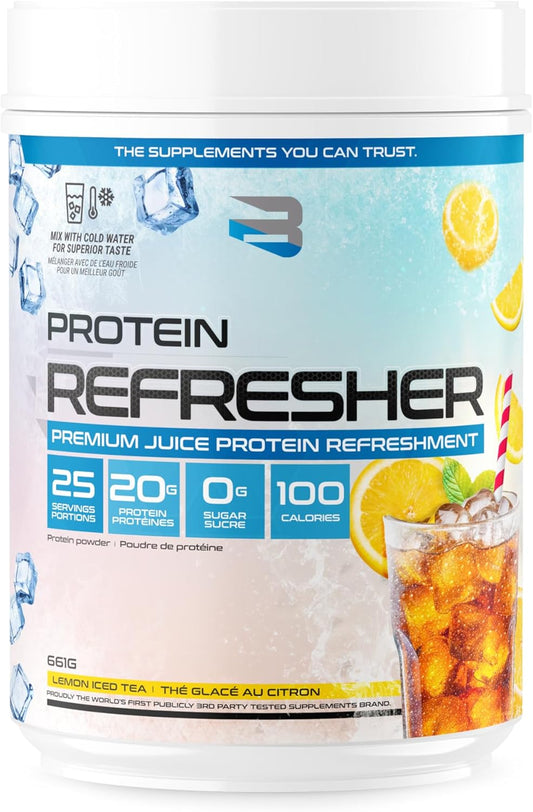 Believe Supplements Protein Refresher: Lemon Iced Tea Whey Protein Powder (25 Servings) for Fitness & Bodybuilding