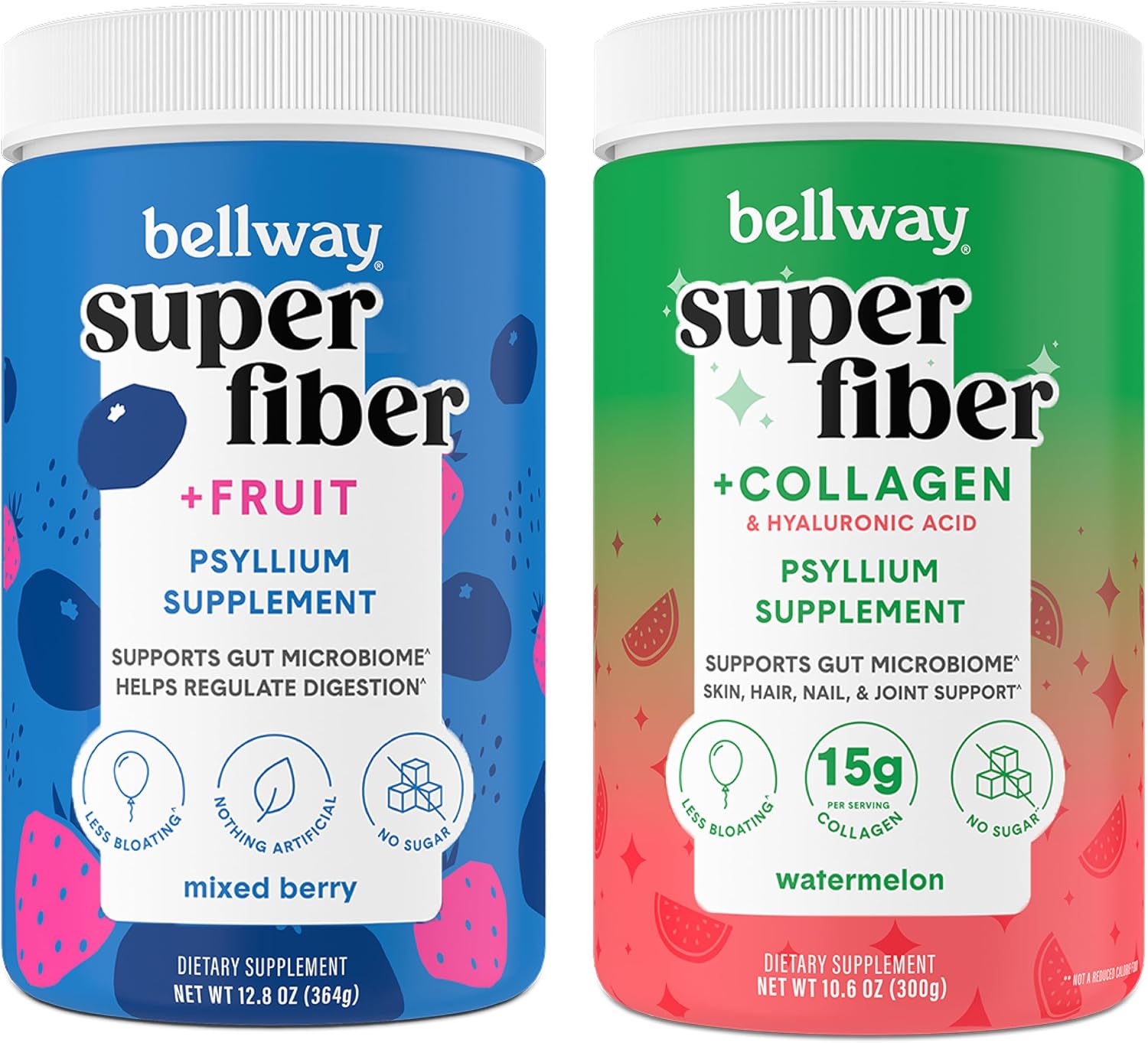 Bellway Mixed Berry Super Fiber Powder with Collagen and Watermelon Flavor