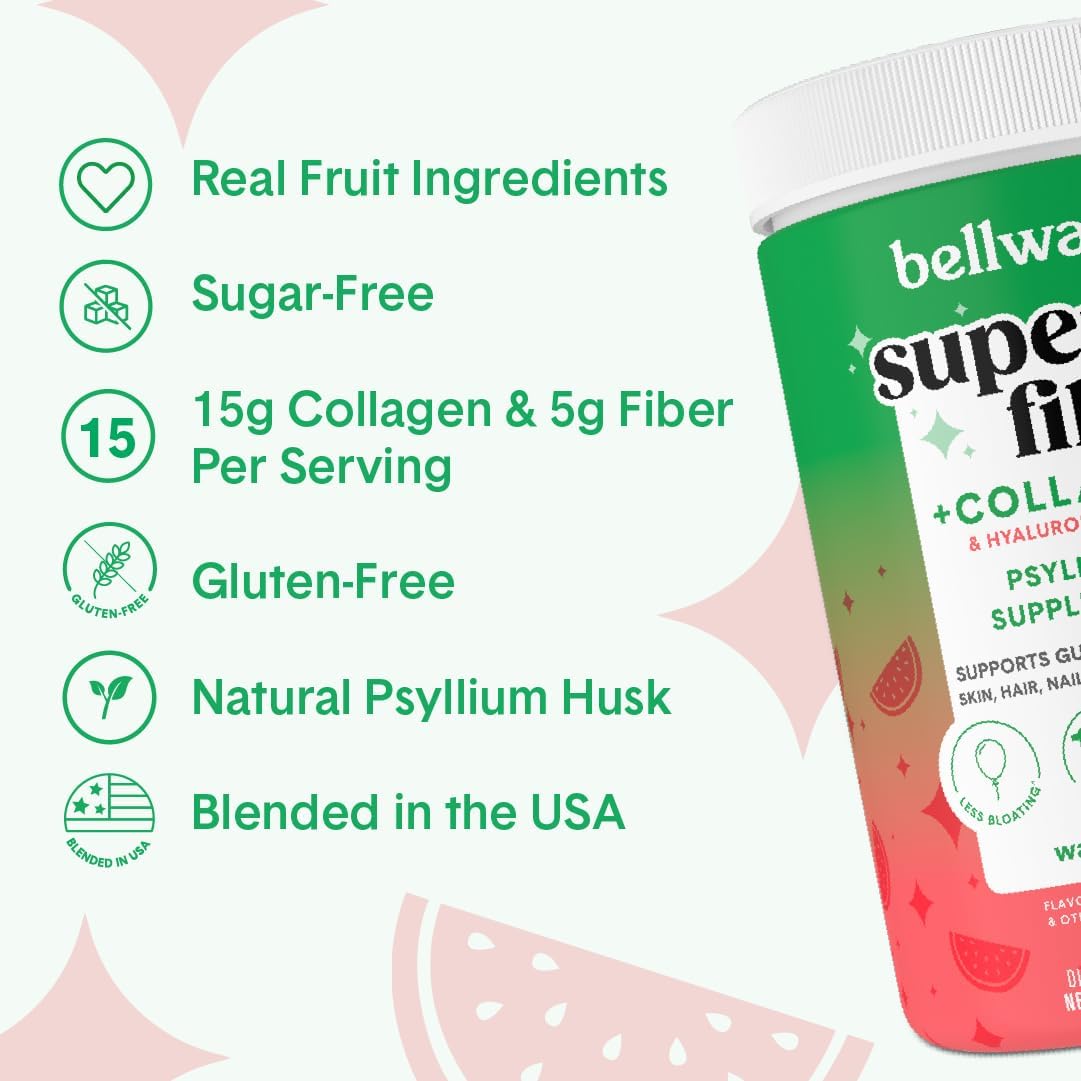 Bellway Mixed Berry Super Fiber Powder with Collagen and Watermelon Flavor