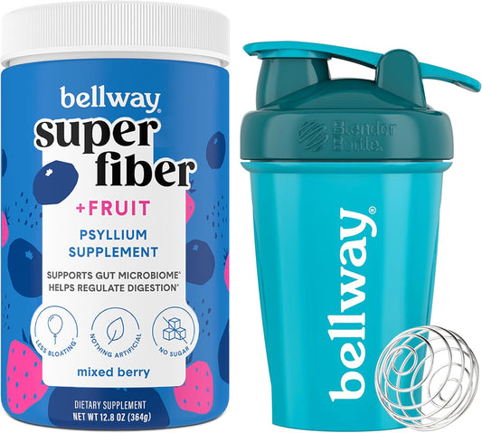 Bellway Super Fiber Powder and Mixed Berry Shaker Bottle Combo Pack
