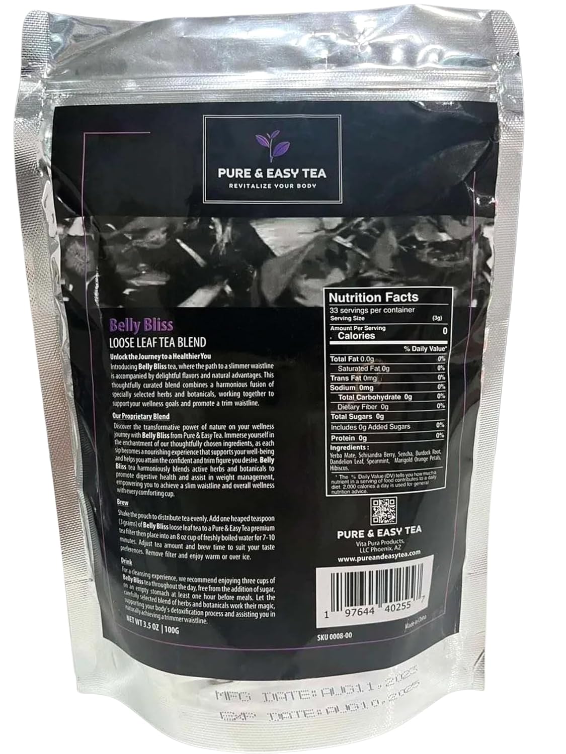 Belly Bliss Cleanse & Detox Tea | Supports Healthy Weight & Reduces Bloating | 30-Day Supply | 100g/3.5oz