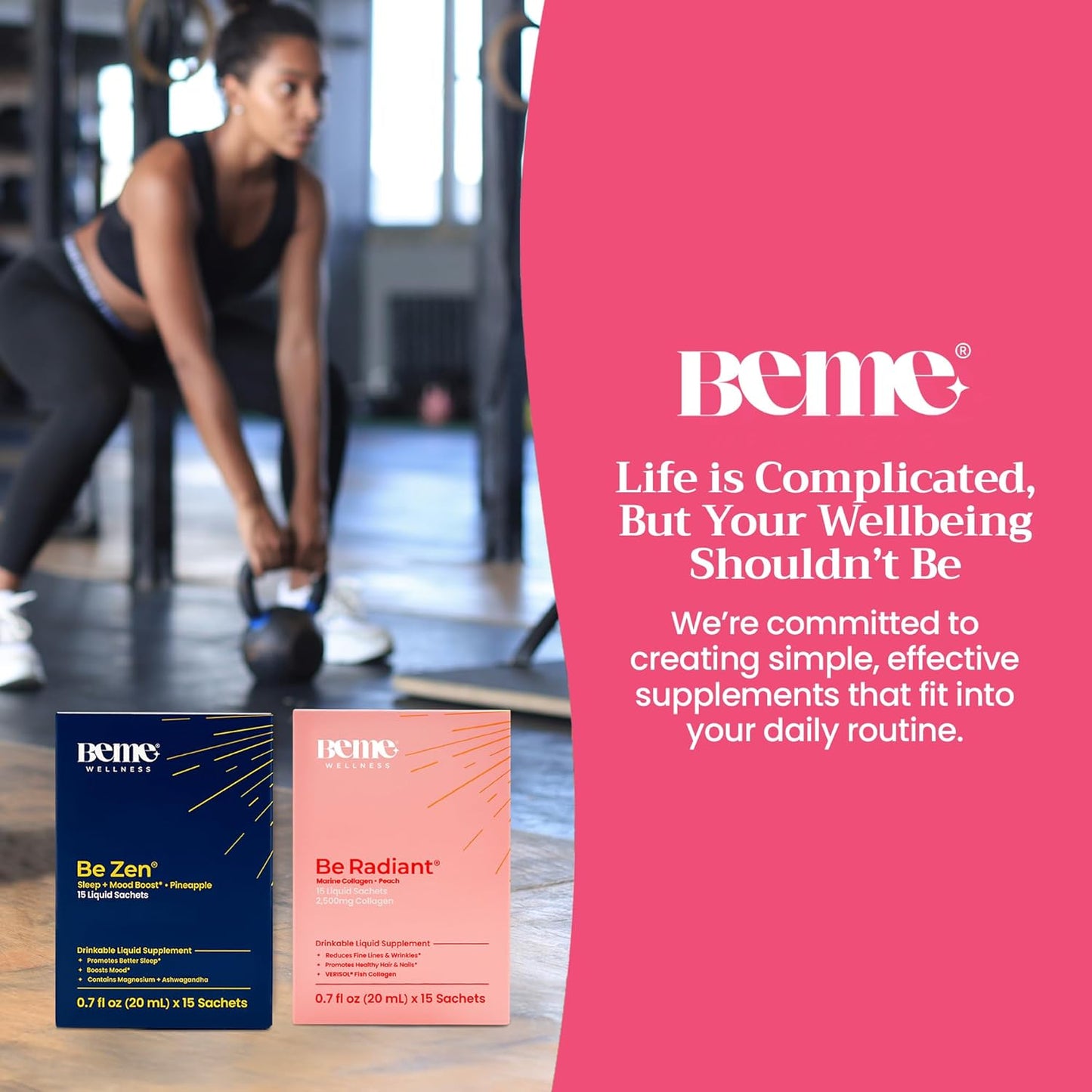 BeMe BeRadiant Peach & BeZen Liquid Collagen + Magnesium Glycinate L-Theanine Bundle
