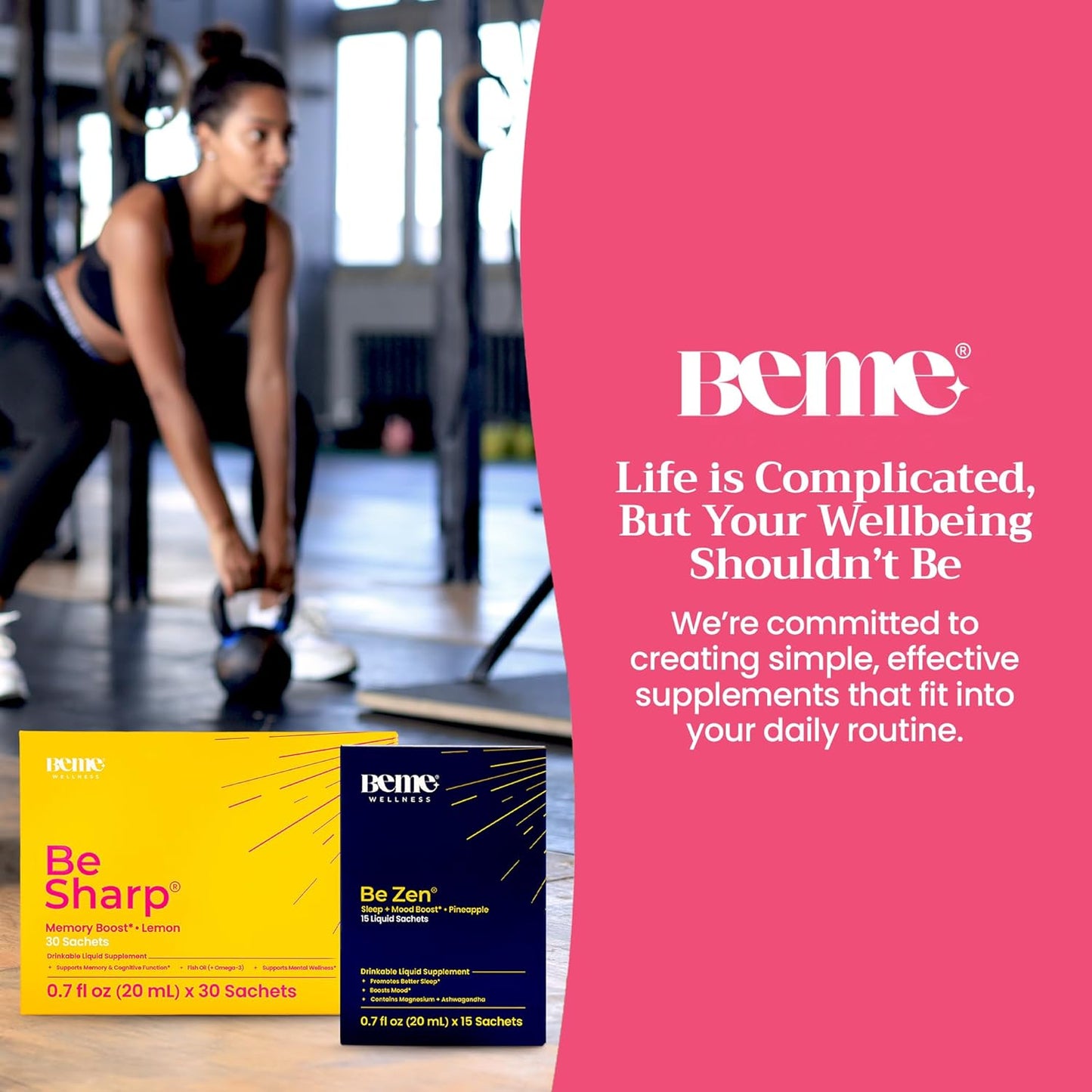 BeMe BeSharp & BeZen Liquid Bundle - Omega-3 and Magnesium Glycinate L-Theanine Supplements