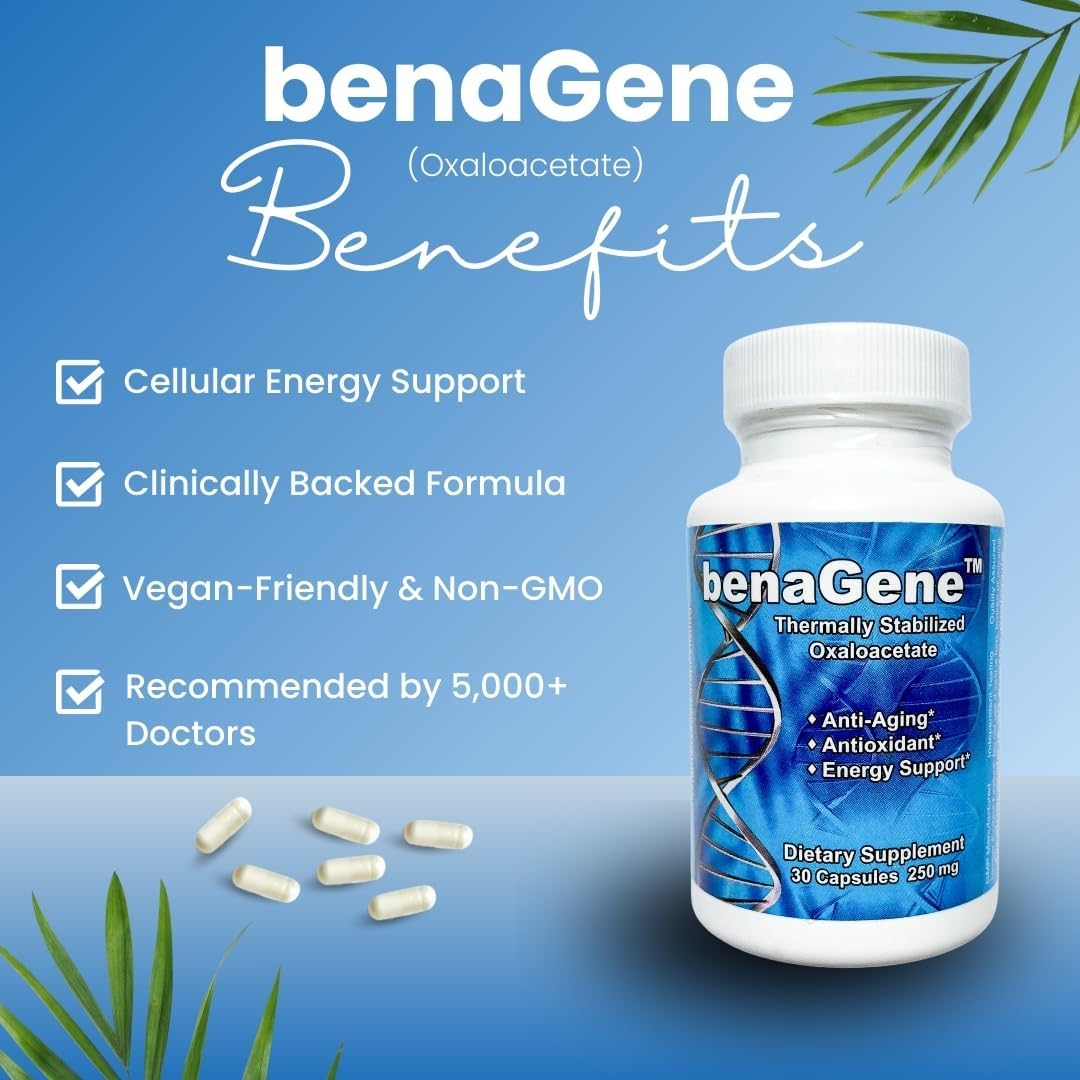 Benagene Oxaloacetate Supplement with Vitamin C for Cellular Energy - Non-GMO & Vegan - 30 Servings - BoostGo Australia