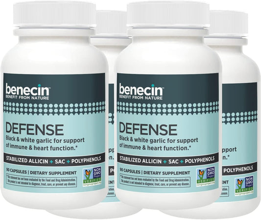 Benecin Defense Capsules with 1500 mcg Stabilized Allicin, SAC, and Polyphenols from Black Garlic for Immune and Heart Health (360 Count)