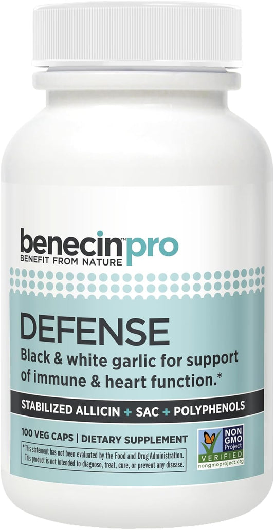 Benecin Defense PRO Capsules - High Allicin, SAC & Polyphenols - Immune & Heart Support - Vegetarian - 100 Count