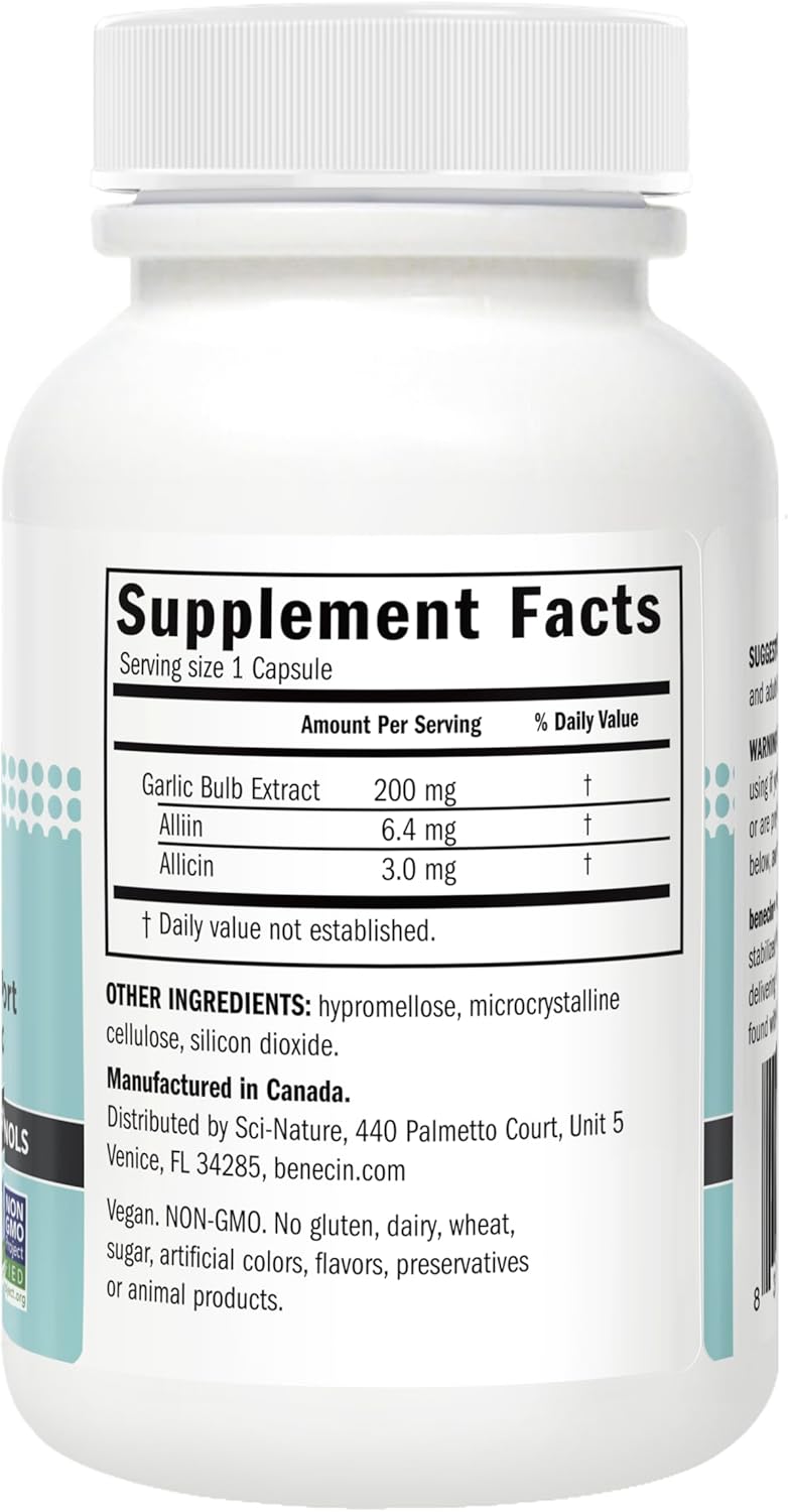 Benecin Defense PRO Capsules - High Allicin, SAC & Polyphenols - Immune & Heart Support - Vegetarian - 100 Count