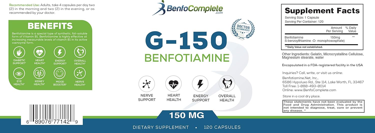BenfoComplete Benfotiamine 150mg Gelatin Capsules - 360 Capsules, 3 Bottles Pack