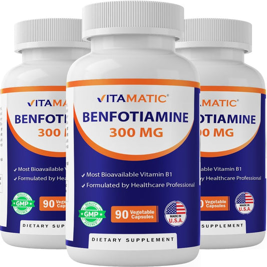 Benfotiamine 300 mg Vegetarian Capsules - Fat Soluble Vitamin B1 Supplement (270 Count)