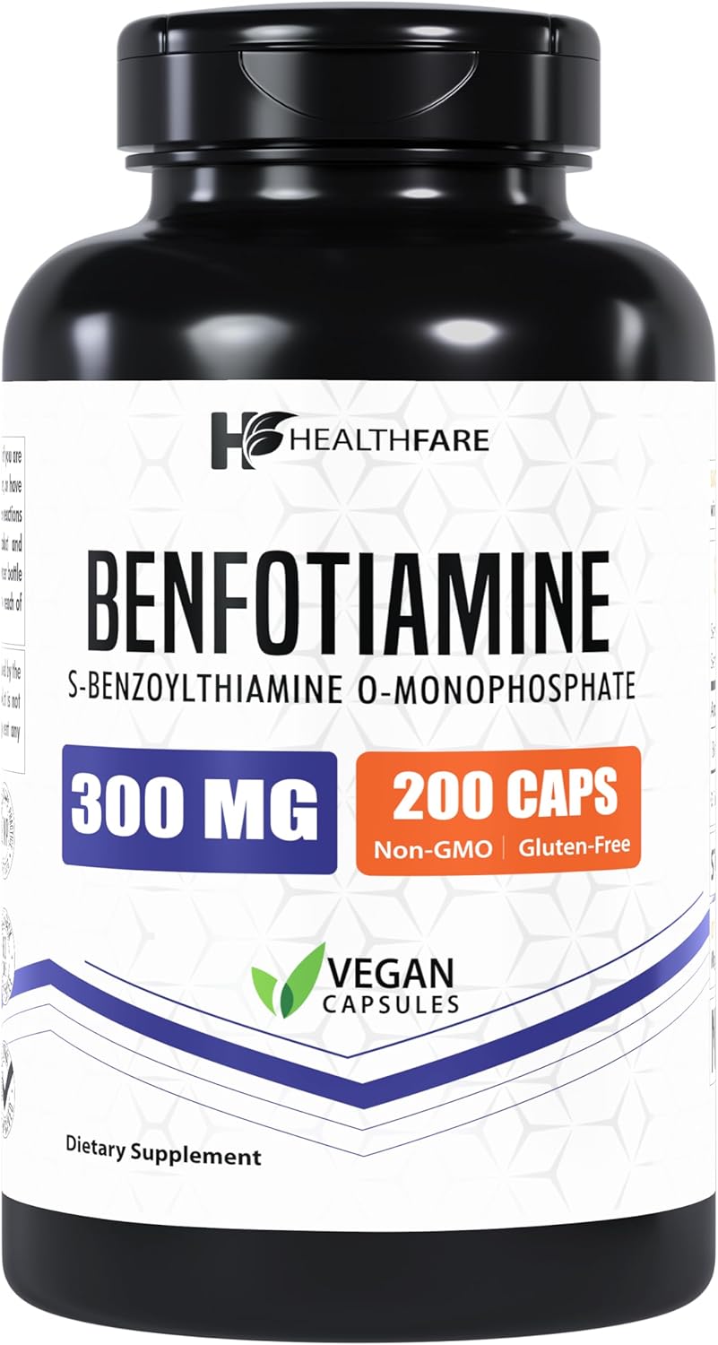 Benfotiamine 300mg Capsules - 400 Count - Fat-Soluble Thiamine B1 Vitamin - Supports Overall Health - Non-GMO - Gluten-Free
