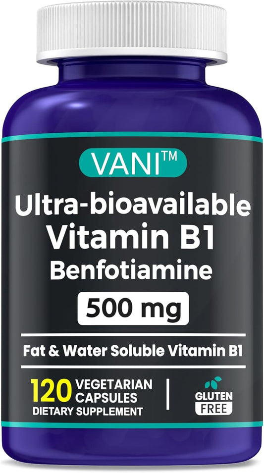 Benfotiamine 500mg with Vitamin B1, Fat Soluable Supplement - 120 Capsules