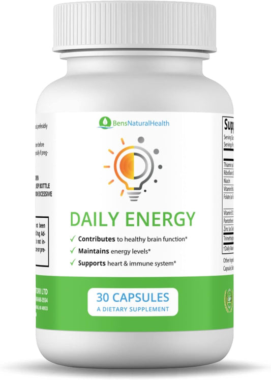 Ben's Natural Health Vitamin B Complex Energy Supplements with TMG - Daily Multivitamin for Energy, Memory, and Mood Support - Herbal Vitamins for Women - 30 Day Supply