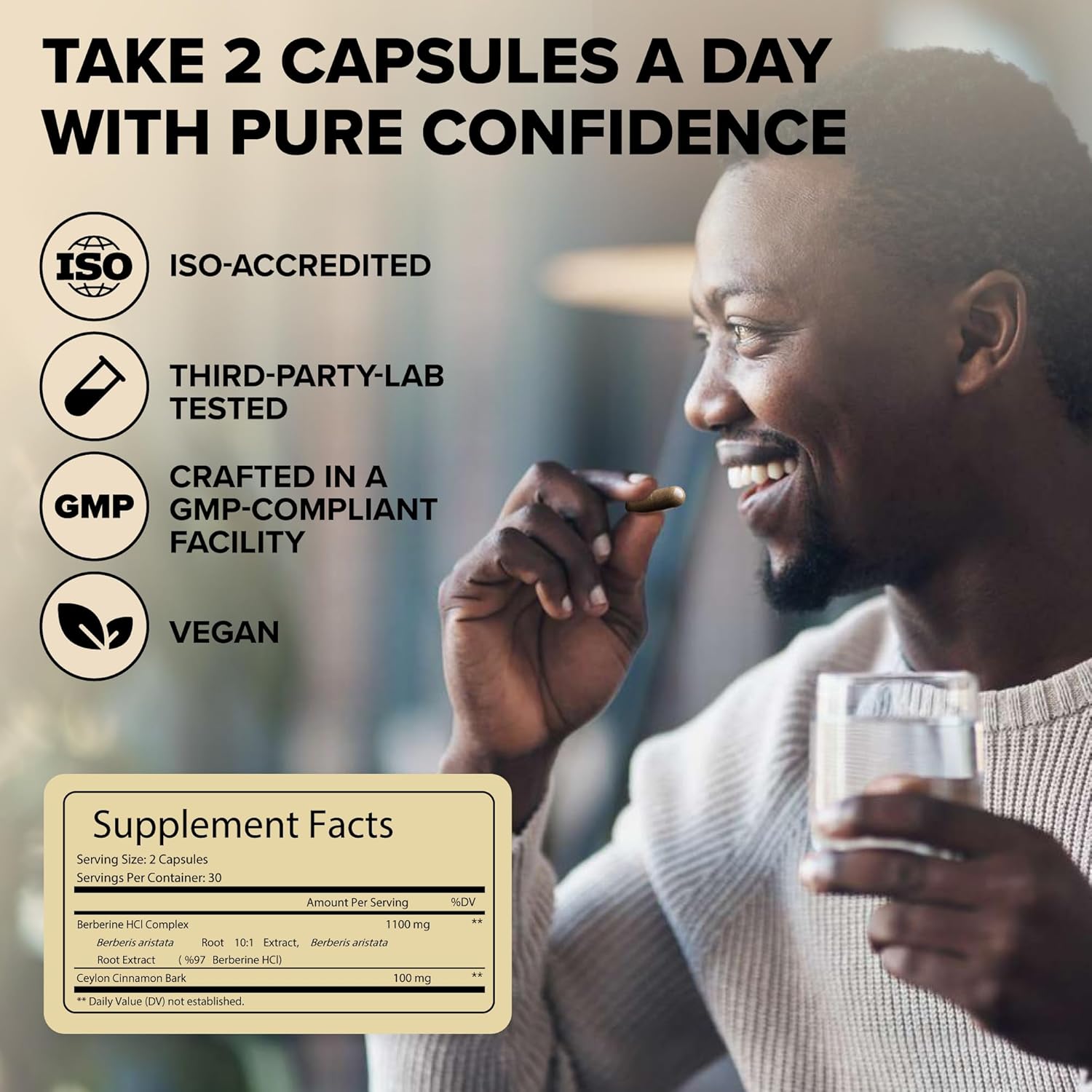 Berberine 1200mg Supplement with Ceylon Cinnamon - Supports Immune System & Weight Management for Men and Women