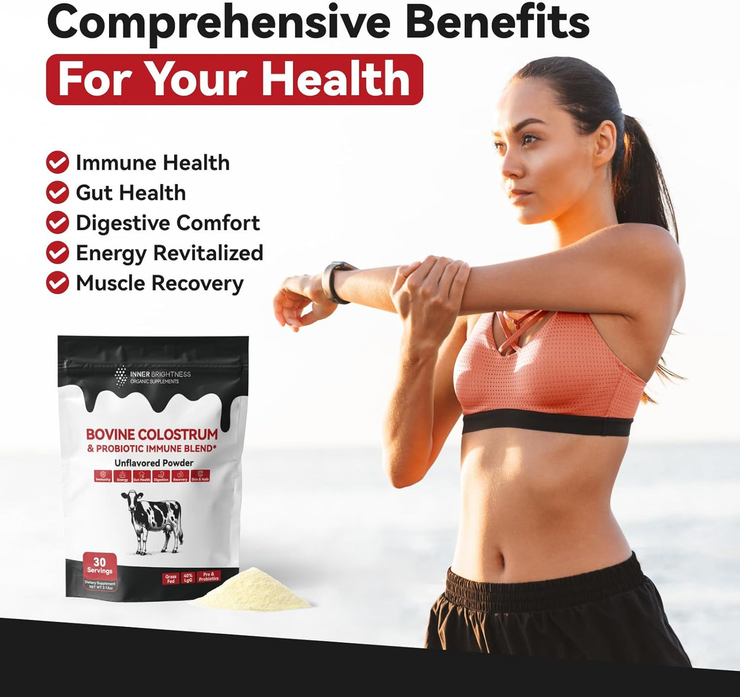Berberine 1300mg with Green Tea Extract, Resveratrol, CoQ10 & Colostrum Supplement Powder - Metabolic & Gut Health Support, Immune Boost - 30 Servings