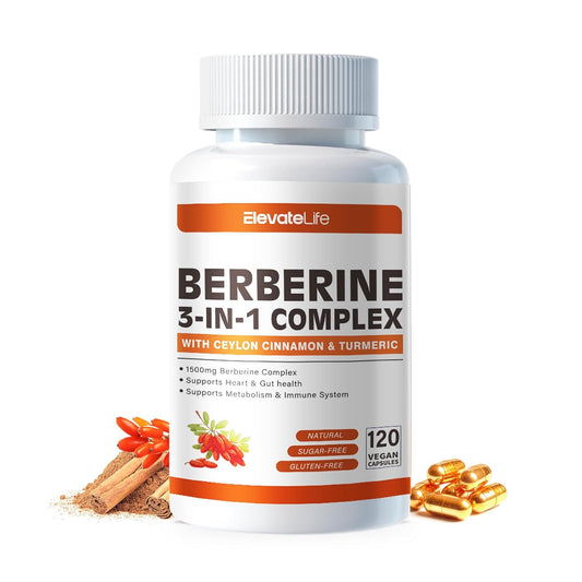 Berberine 1500mg Capsules with True Ceylon Cinnamon - 120 Count - Berberine HCI Root Supplement
