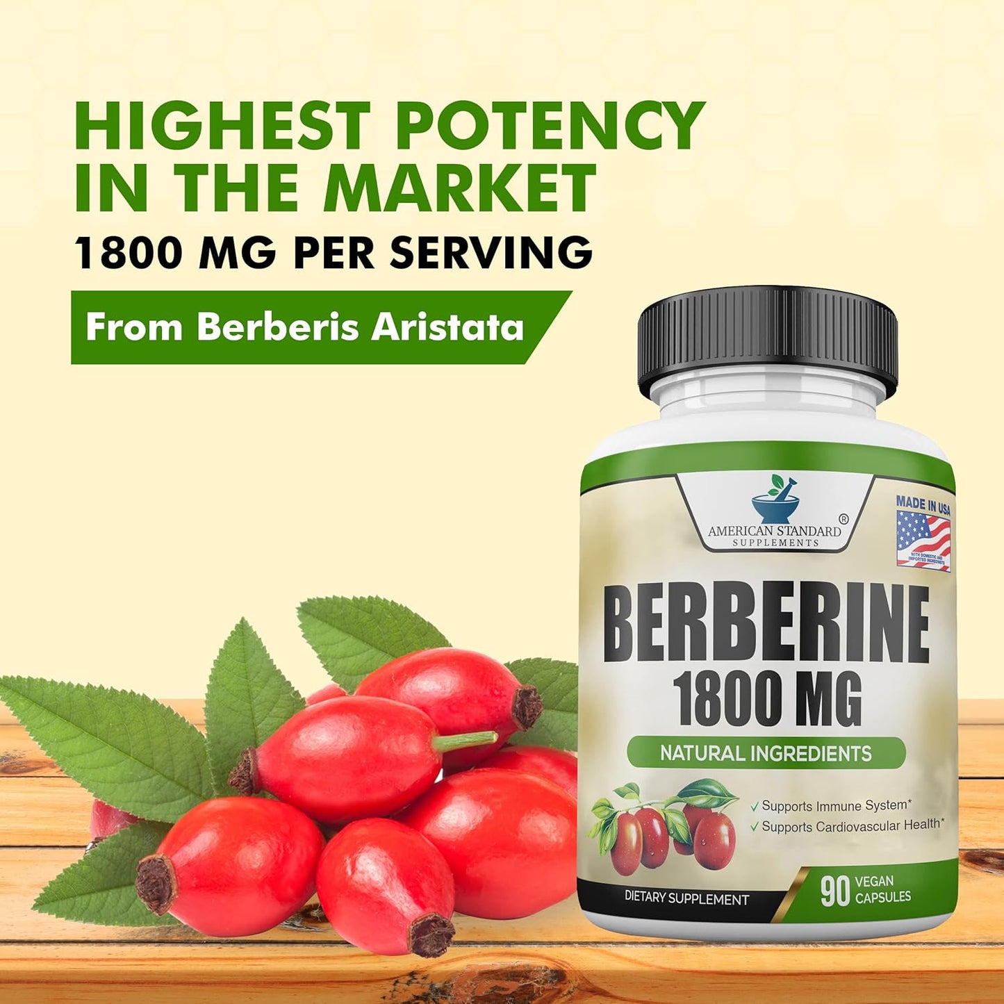 Berberine Supplement 1800mg Per Serving - Supports Cardiovascular Health - 90 Veggie Capsules - BoostGo Australia
