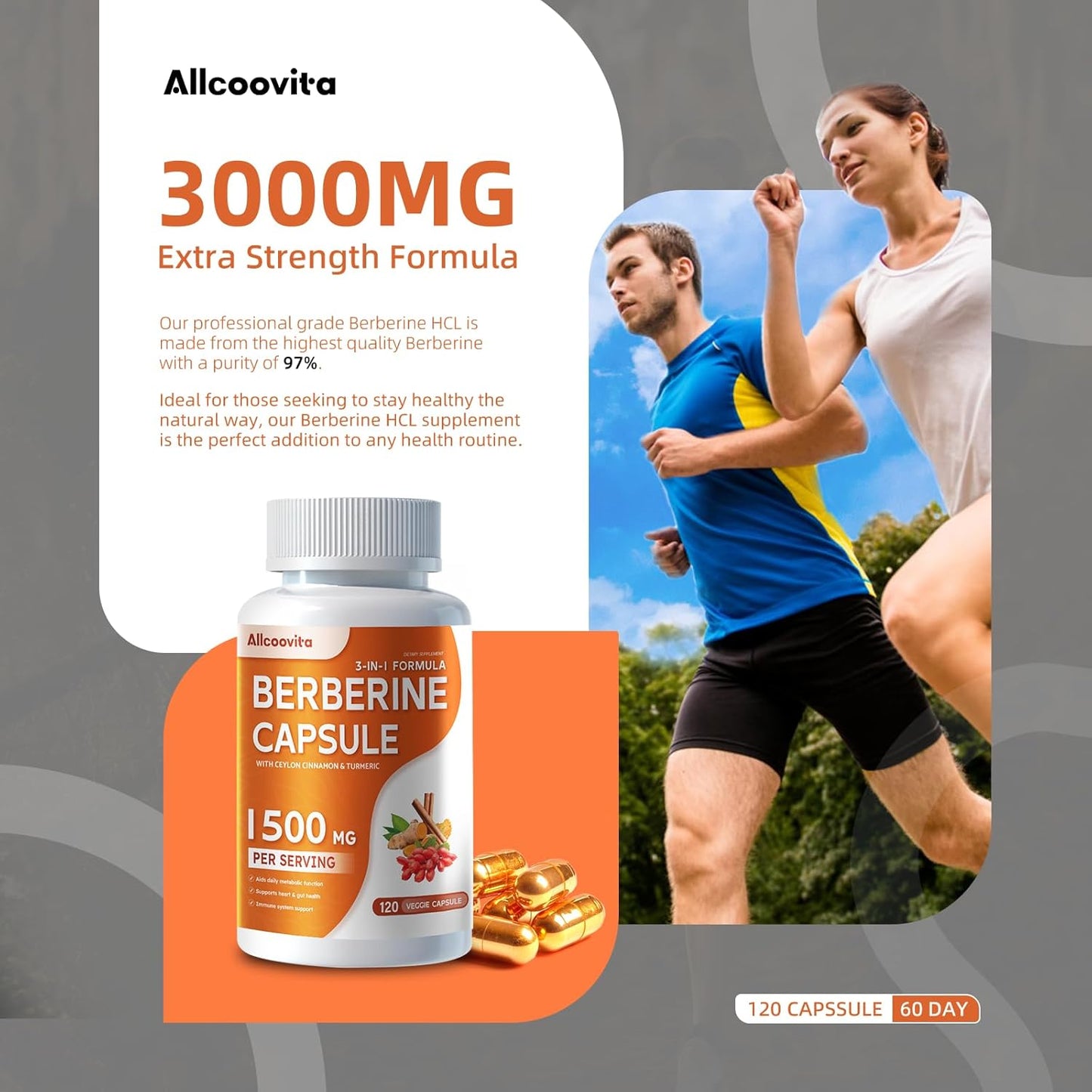 Berberine Supplement with 1500mg Per Serving - 120 Capsules with Pure Ceylon Cinnamon - Root Pills for Berberine HCI - High Strength Berberine Plus