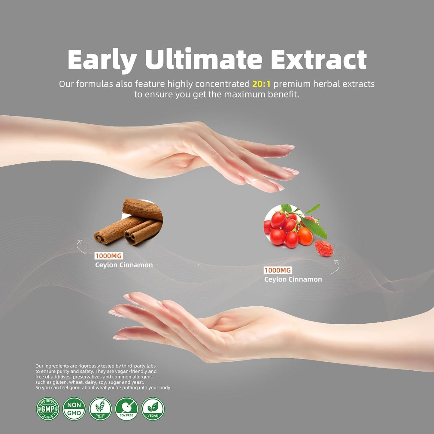 Berberine Supplement with 1500mg Per Serving - 120 Capsules with Pure Ceylon Cinnamon - Root Pills for Berberine HCI - High Strength Berberine Plus