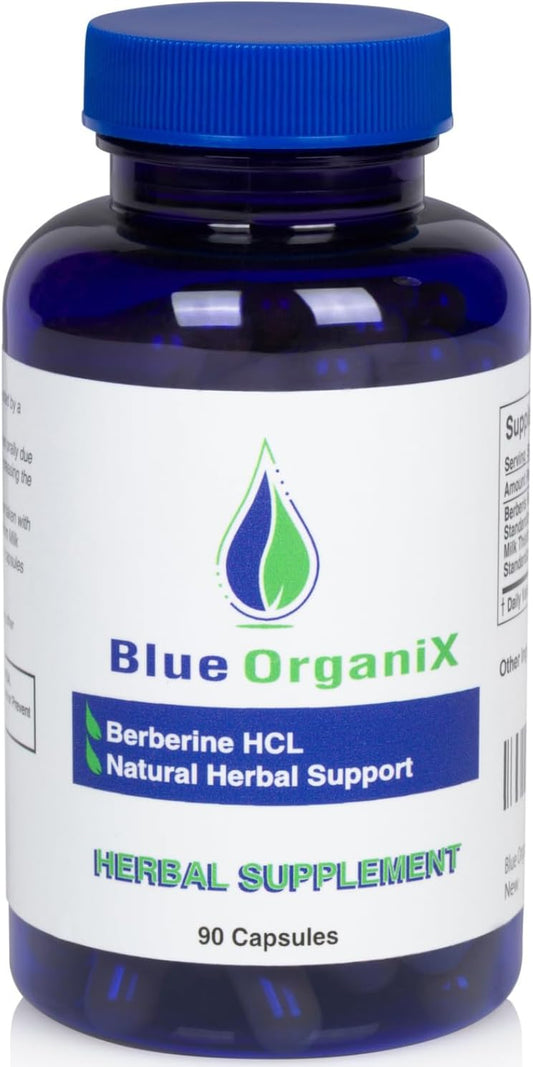 Berberine with Milk Thistle 500mg Formula HCL Complex Supplement, 90 Vegetarian Capsules for Overall Health Support