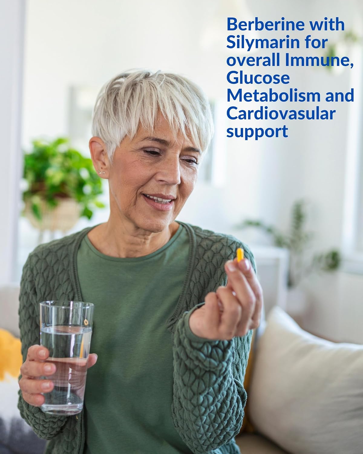 Berberine with Milk Thistle 500mg Formula HCL Complex Supplement, 90 Vegetarian Capsules for Overall Health Support