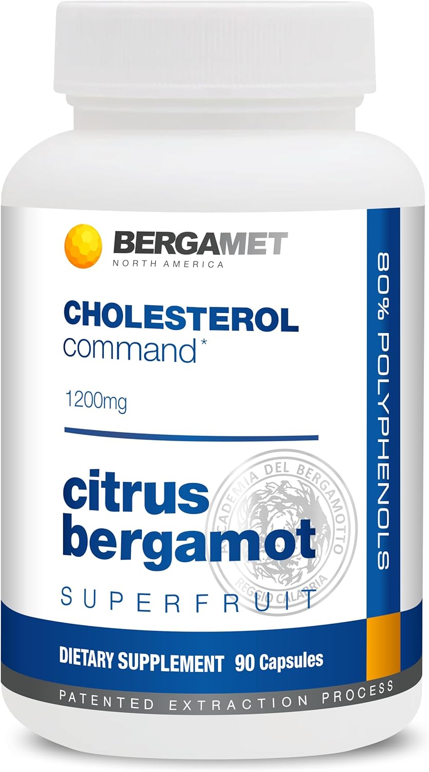 BergaMet Cholesterol Control Supplement - 47% Bergamot Polyphenol, 180 Capsules (2 Bottles) - Made in USA - 2 Month Supply