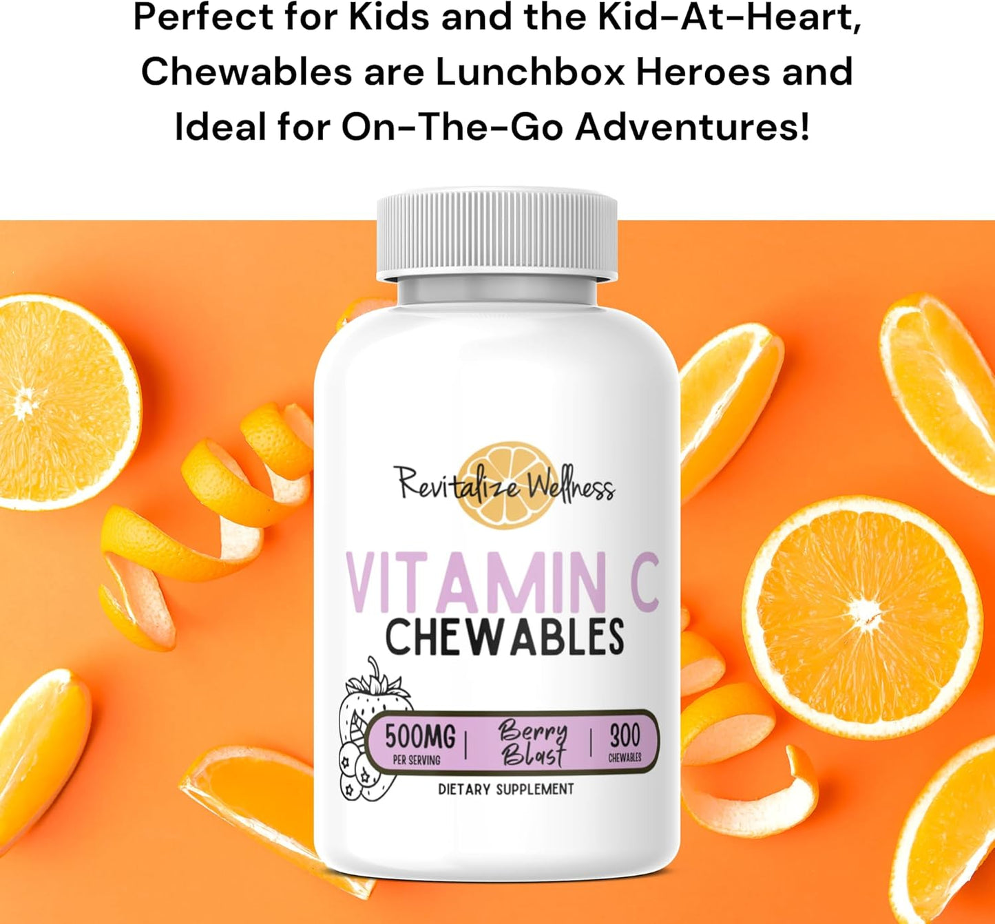 Berry Blast Flavor Vitamin C Chewables - 500 mg Ascorbic Acid - 60 Servings for Revitalized Wellness