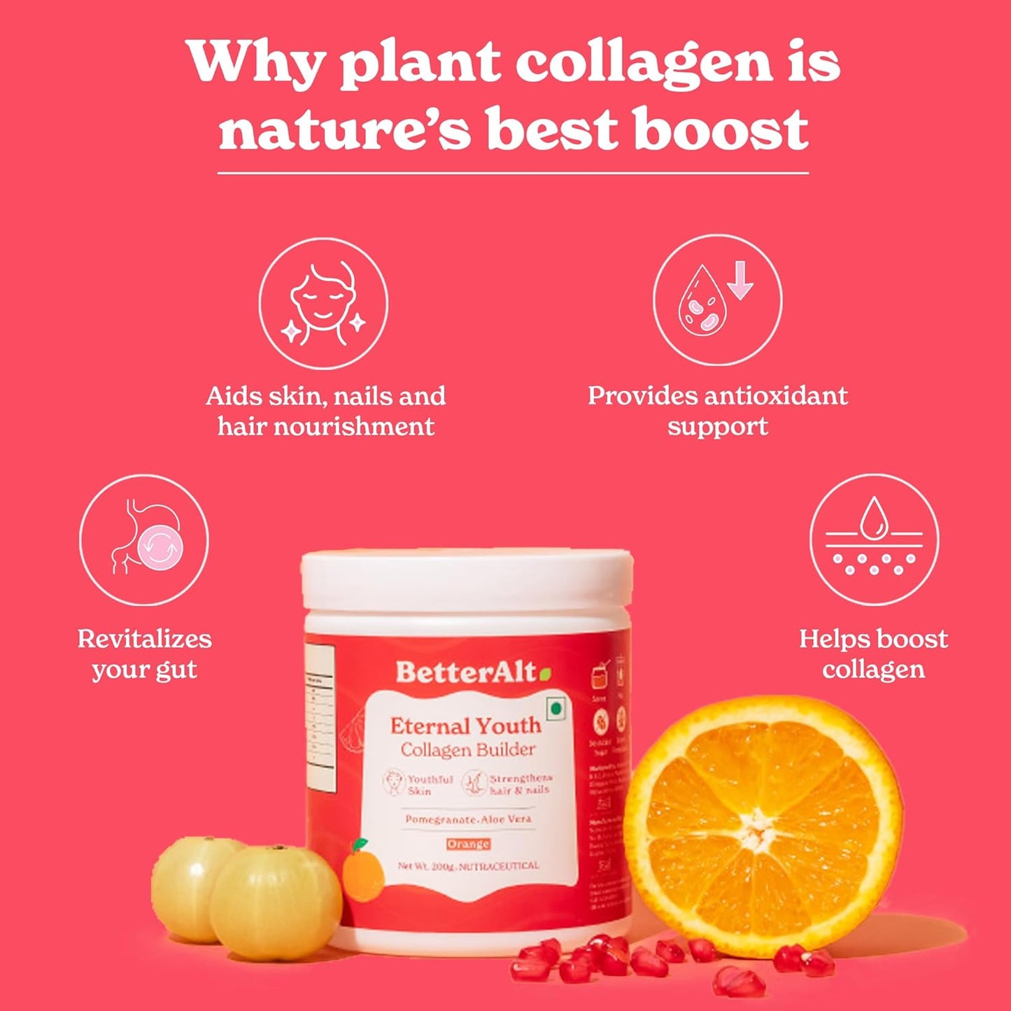 Berry Flavor Eternal Youth Collagen Builder - 200g for Radiant Skin - Boost Collagen & Antioxidant Support - No Sugar & Additives