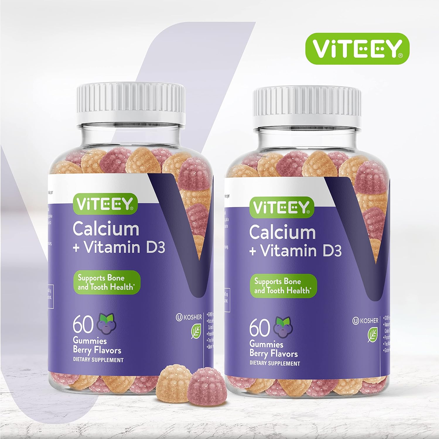 Berry Flavored Calcium Gummies with Vitamin D3 for Bone & Tooth Health - Chewable, Kosher, Gluten Free for Women, Men & Teens - BoostGo Australia