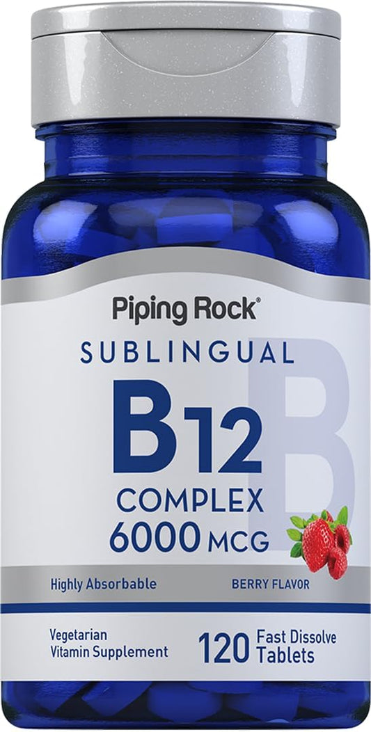 Berry Flavored Sublingual B12 Complex 6000 mcg Tablets | 120 Fast Dissolve | Vegetarian & Non-GMO