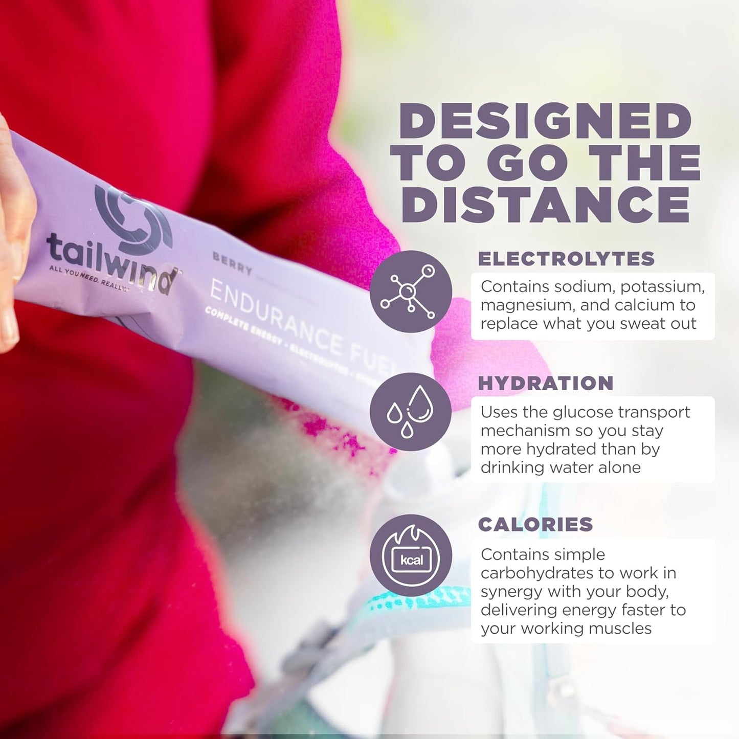 Berry Flavored Tailwind Nutrition Electrolyte Hydration Sports Drink Mix Powder - Gluten-Free & Vegan - 50 Servings