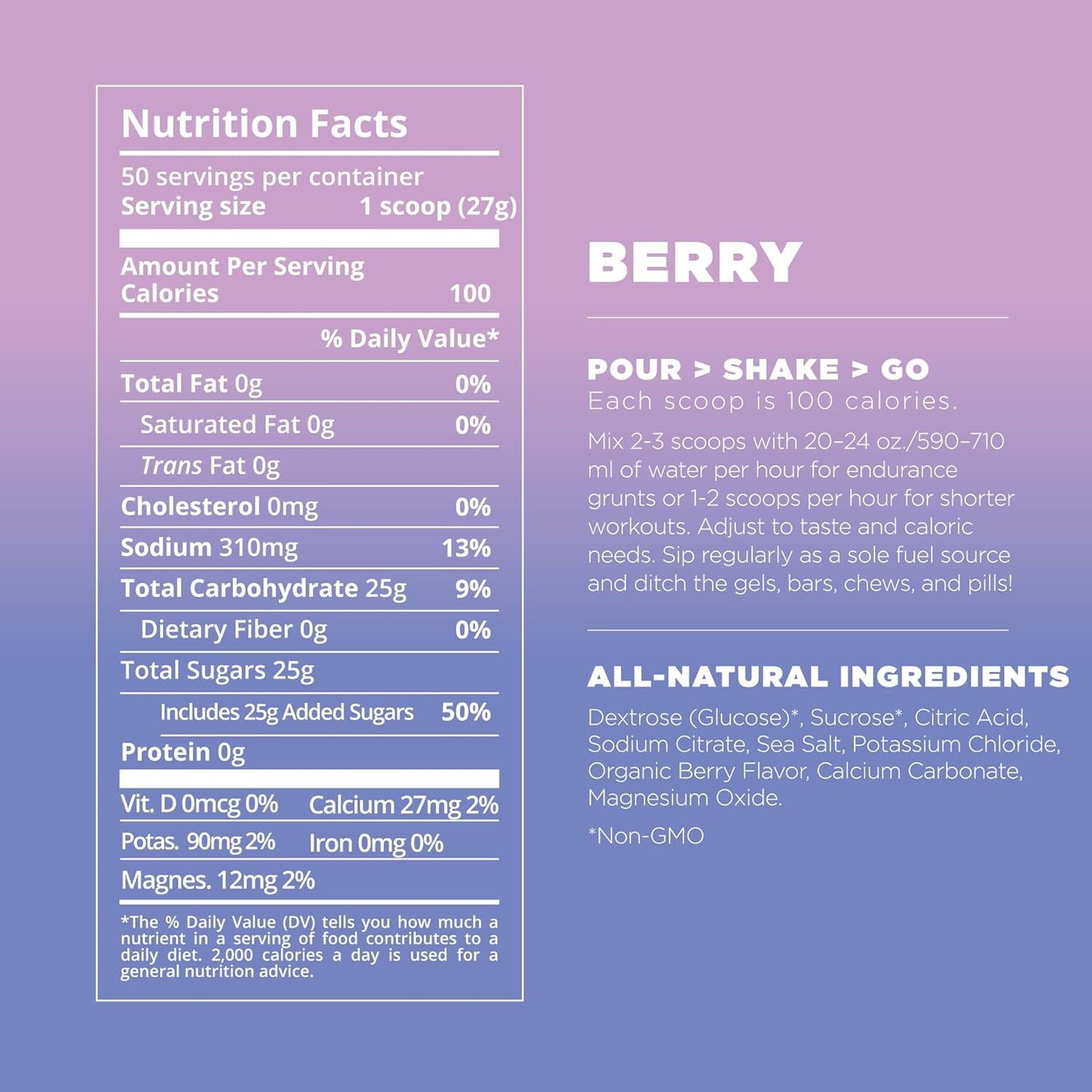 Berry Flavored Tailwind Nutrition Electrolyte Hydration Sports Drink Mix Powder - Gluten-Free & Vegan - 50 Servings