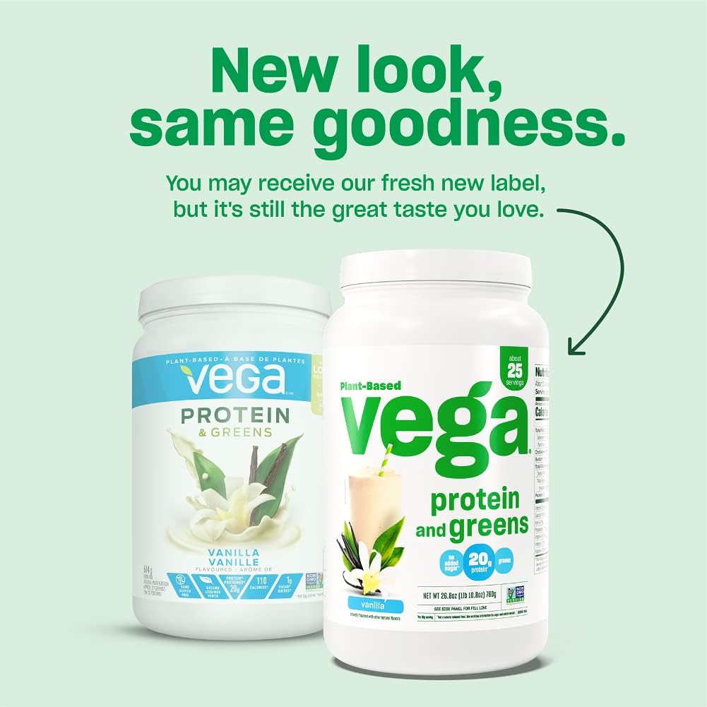 Berry Flavored Vega Protein and Greens Powder - Plant Based Protein with Veggies, Vegan, Non GMO, Pea Protein Mix for Women and Men, 1.3 lbs