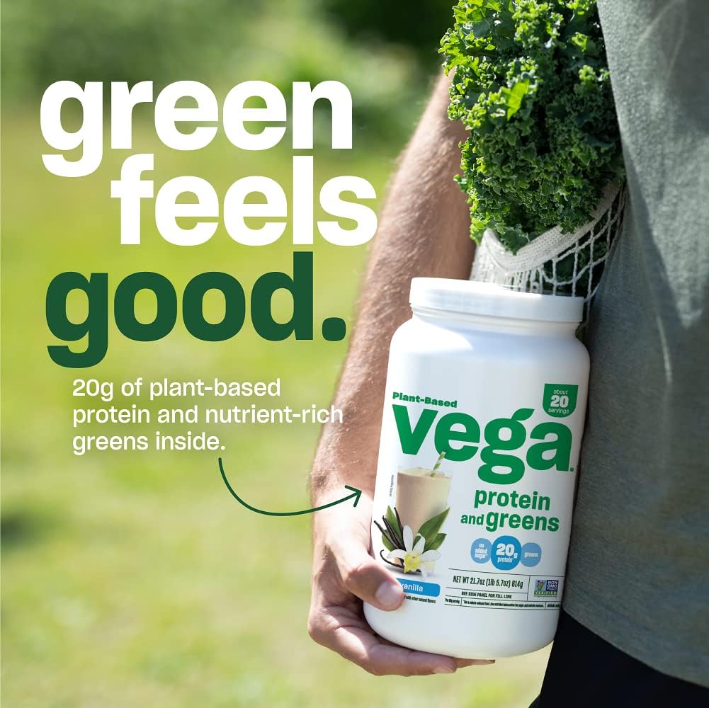 Berry Flavored Vega Protein and Greens Powder - Plant Based Protein with Veggies, Vegan, Non GMO, Pea Protein Mix for Women and Men, 1.3 lbs