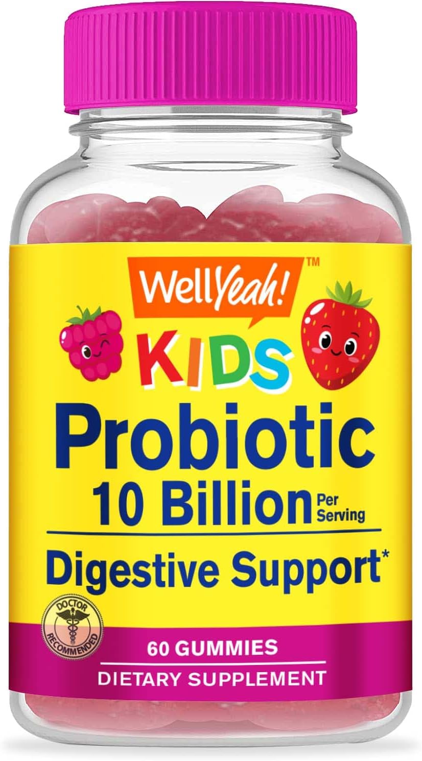 Berry Flavored Vegan Probiotic Gummies for Kids - 10 Billion CFU - Supports Gut Health, Immune System, and Digestion - Non GMO, Gluten Free - 60 Count