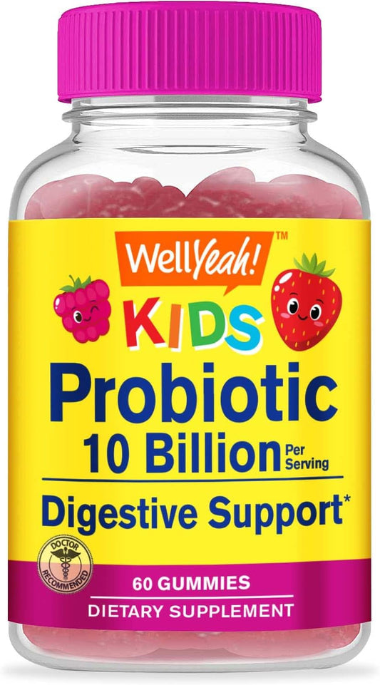 Berry Flavored Vegan Probiotic Gummies for Kids - 10 Billion CFU - Supports Gut Health, Immune System, and Digestion - Non GMO, Gluten Free - 60 Count