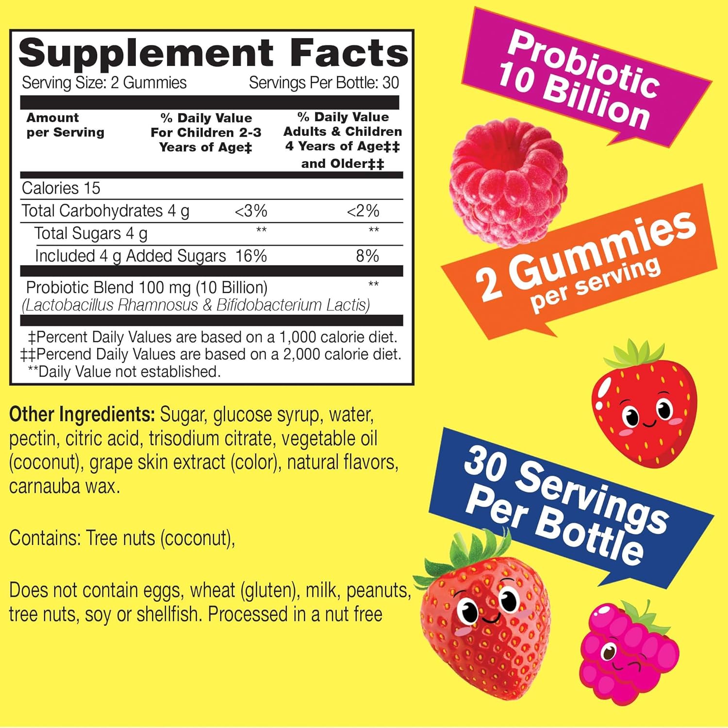 Berry Flavored Vegan Probiotic Gummies for Kids - 10 Billion CFU - Supports Gut Health, Immune System, and Digestion - Non GMO, Gluten Free - 60 Count