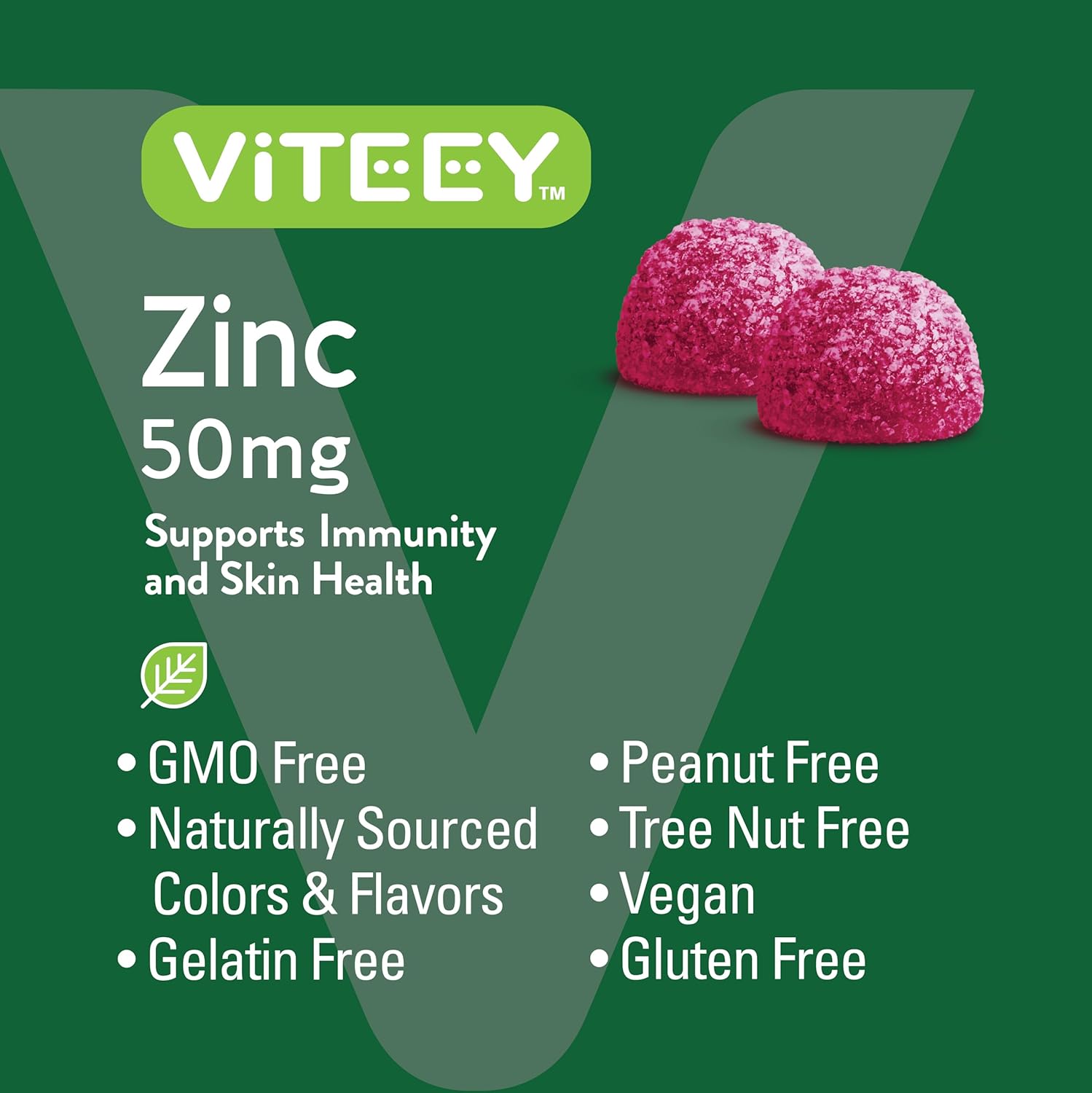 Berry Flavored Zinc Gummies - 50mg - Immune & Antioxidant Support for Adults & Teens - Vegan & GMO Free Chewable Supplement