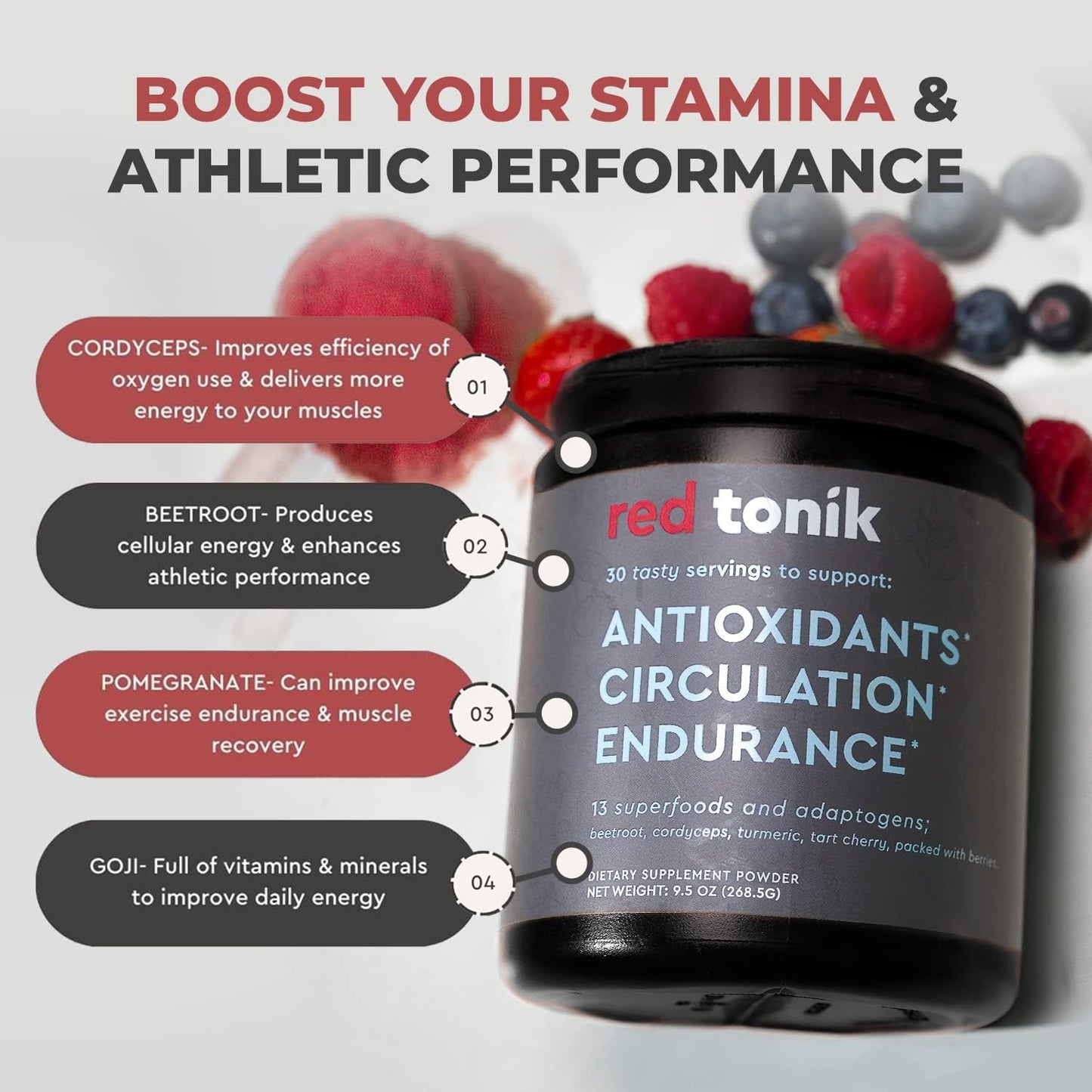 Berry Lemonade Superfood Powder with Probiotics and Prebiotics - SUPERGREEN TONIK