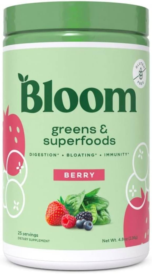 Berry Smoothie & Juice Mix with Probiotics & Digestive Enzymes - Greens and Superfoods Powder for Women's Gut Health & Bloating Relief