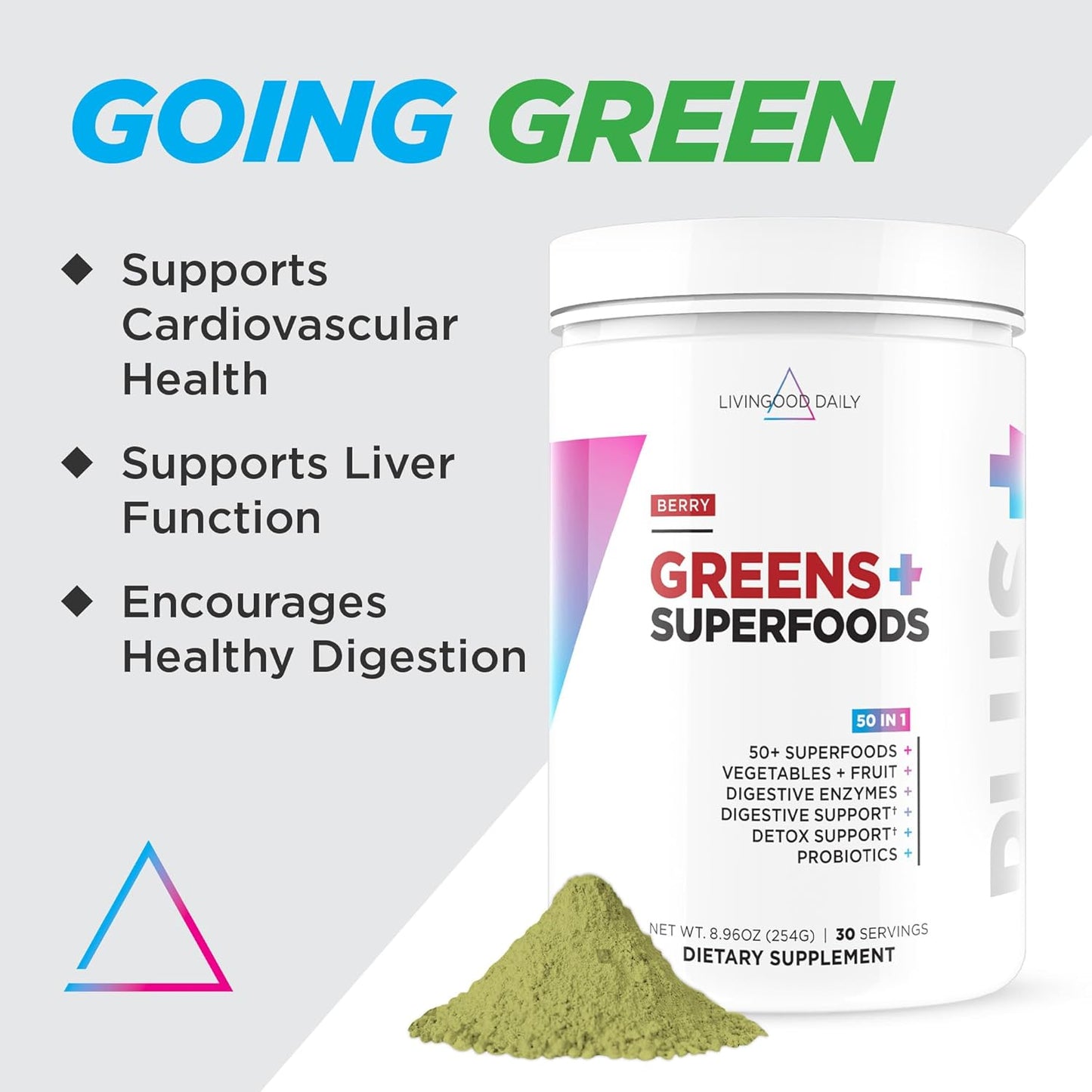 Berry Super Greens Powder for Gut Health - Daily Green Juice Supplement with Spirulina, Chlorella, Enzymes, & Probiotics - Liver & Digestive Support - BoostGo Australia